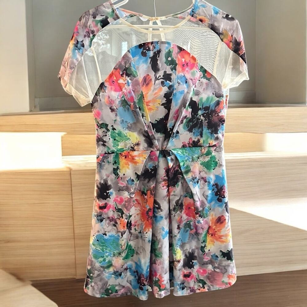 NWT Little Mistress floral sheer Mini Maternity dress gorgeous Size 14